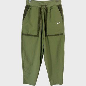 Nike Sportswear Essential Woven High Rise Pants Womens Small Green Loose Fit